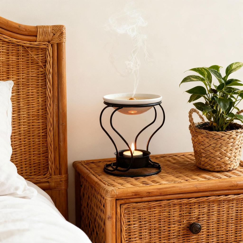 Decorative Wax Melt Burner Fragrance Warmer with Ceramic Plate Tea Light Candle
