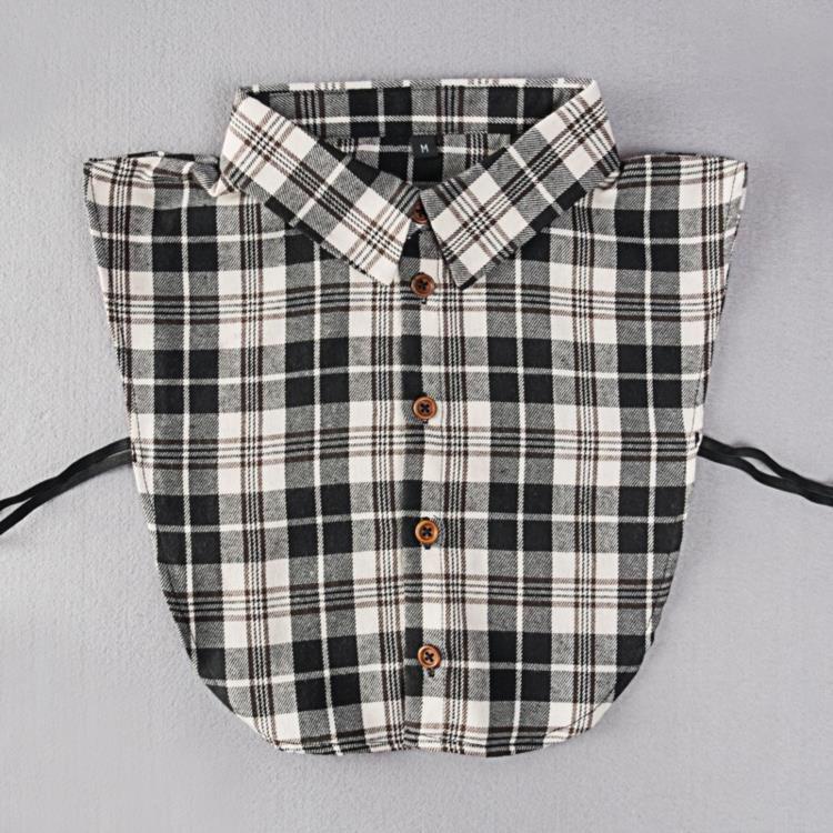 Vintage Plaid Fake Collar Women Detachable collars New Fashion Cotton False Collar Shirt Tie Female Removable Dickie Shirt Women