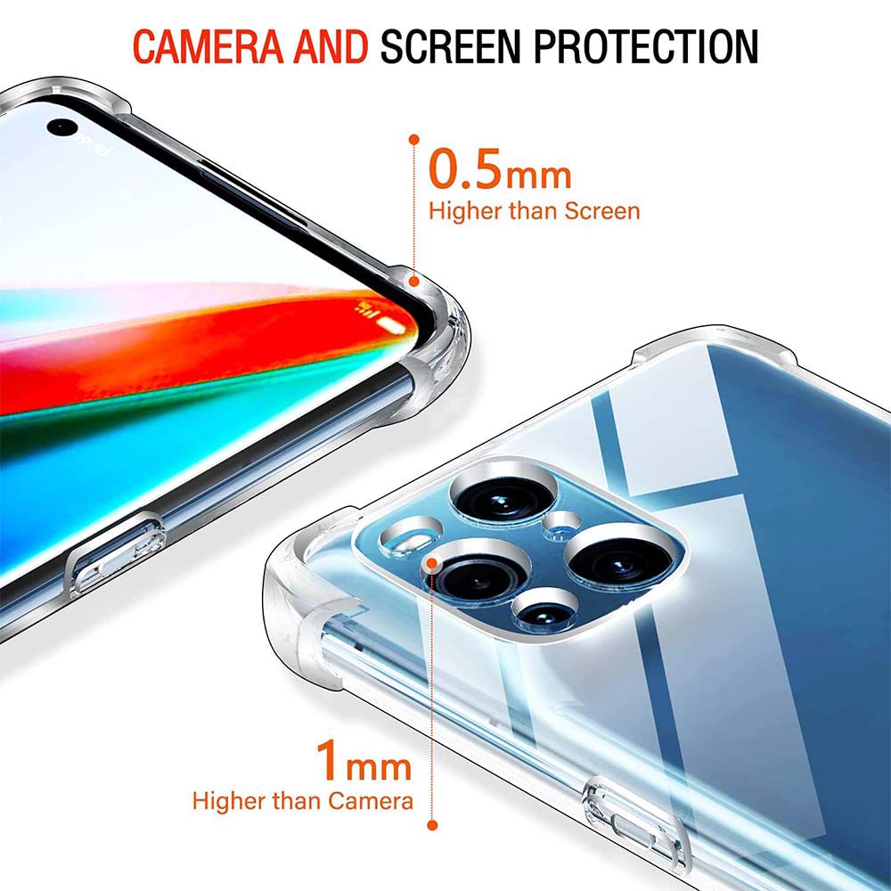 Klare Hülle für Oppo Find X3 Pro X3 Neo X3 Lite, dicke, stoßfeste, weiche Silikon-Telefonabdeckung für Oppo Find X5 Pro A17 A57 A57s A78