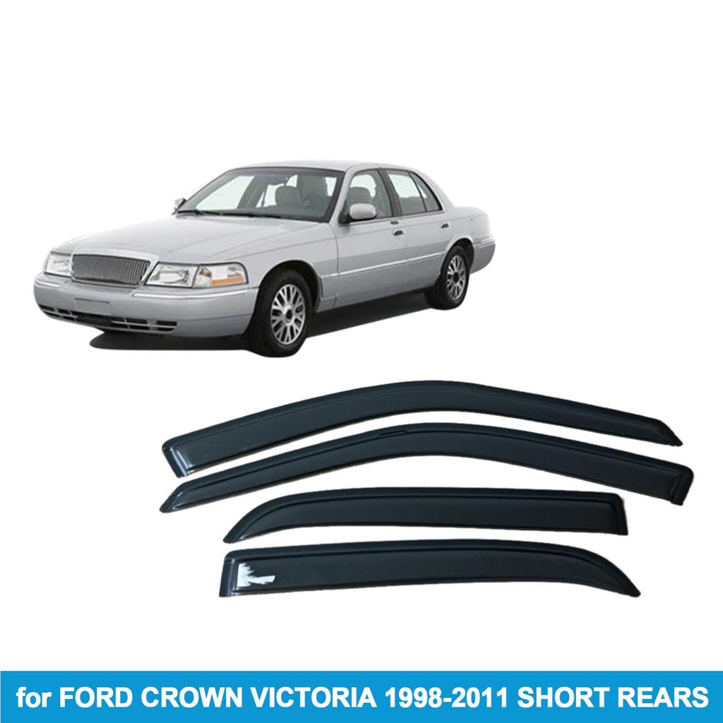 Compatible with 1998-2011 Ford Crown Victoria: Rear Rain & Sun Visor Side Window Deflector.