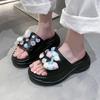 Fashion Fashion Colored Crystal Platform Slippers Women 2025 Summer Diy Thick Bottom Clogs Sandals Woman Non Slip Outdoor Slides Female