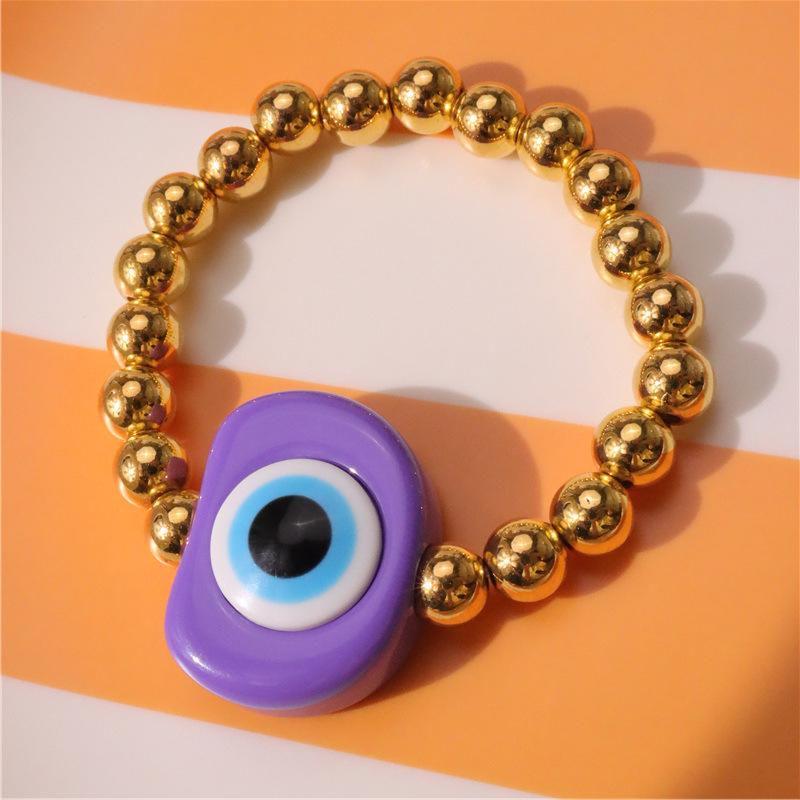 Vintage Cool Resin Blue Evil Eyes Exaggeration Bracelets Round Beaded Bangle Bohemian Jewelry Women Trend Popular Trend Bracelet