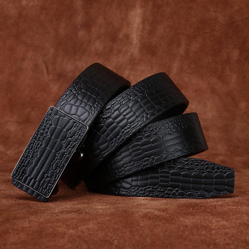 3,5 cm čistá hovězí kůže vysoce kvalitní pravé kožené opasky pro muže popruh mužský bezzubý automatický přezka obchodní opasek na kalhoty