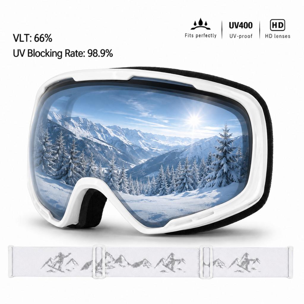 Double-layer anti-fog children's ski goggles, high-definition, UV-resistant, spherical lenses, outdoor mountaineering, windproof, and snowproof