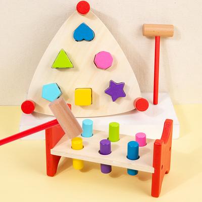 Montessori-Stil Frühes Lern-Perkussions-Tisch für Kleinkinder; Hammer-Spielzeug, pädagogisches Musikinstrument und Wackelpudding-Spiel