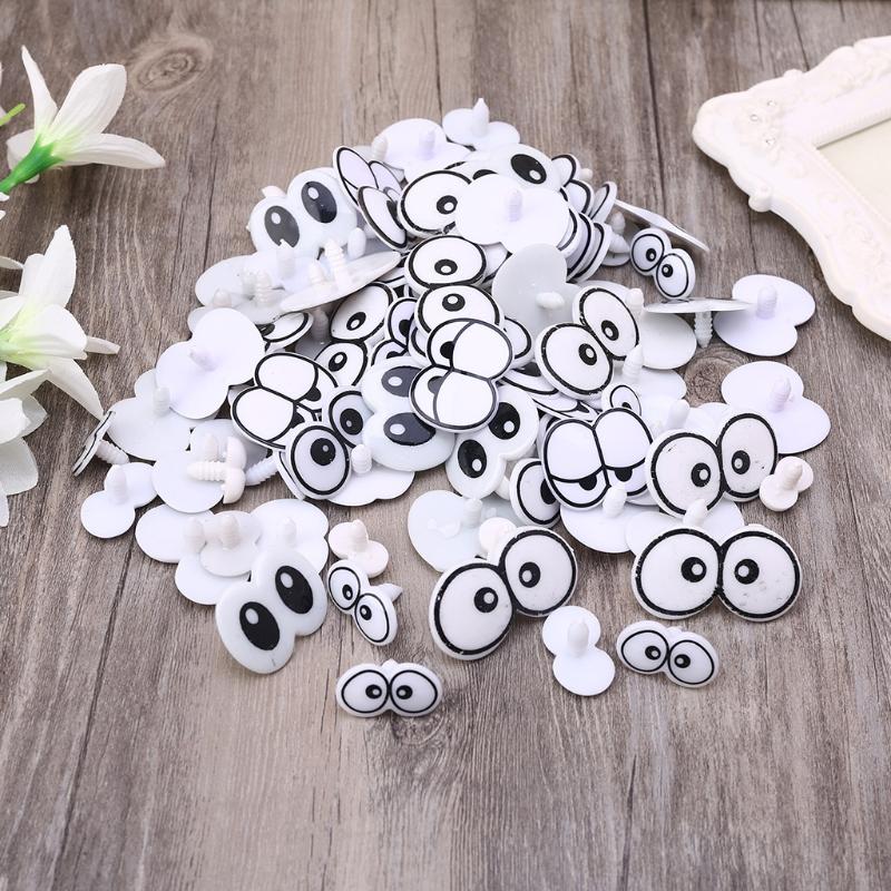 Large Mixed Packaging Cartoon Eyes Black Eyes White Base Plastic Children's Crafts Model Dolls Toys Ornaments AdornmentL