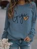In Stock Women's Round Neck Fashionable Letter Print Hoodie - Loose Fit, Long Sleeve, European & American Style.