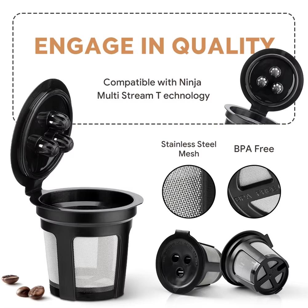 Refillable Coffee Pod Filter Reusable Mesh Ground Coffee Filter Easy To Clean for Ninja CFP201 CFP301 Dual Brew Pro Coffee Maker