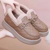 Soft Leather and Velvet Small Leather Shoes, New Winter Fluffy Shoes, Thick Heels and Thick Soles.