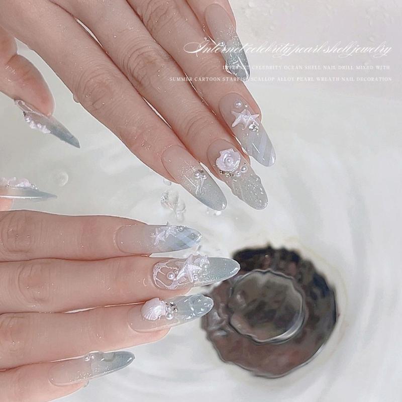50 Pcs Ocean Series Glossy Colorful Shell Starfish Conch Fishtail Resin Nail Art Jewel Decorations Manicure Ornament