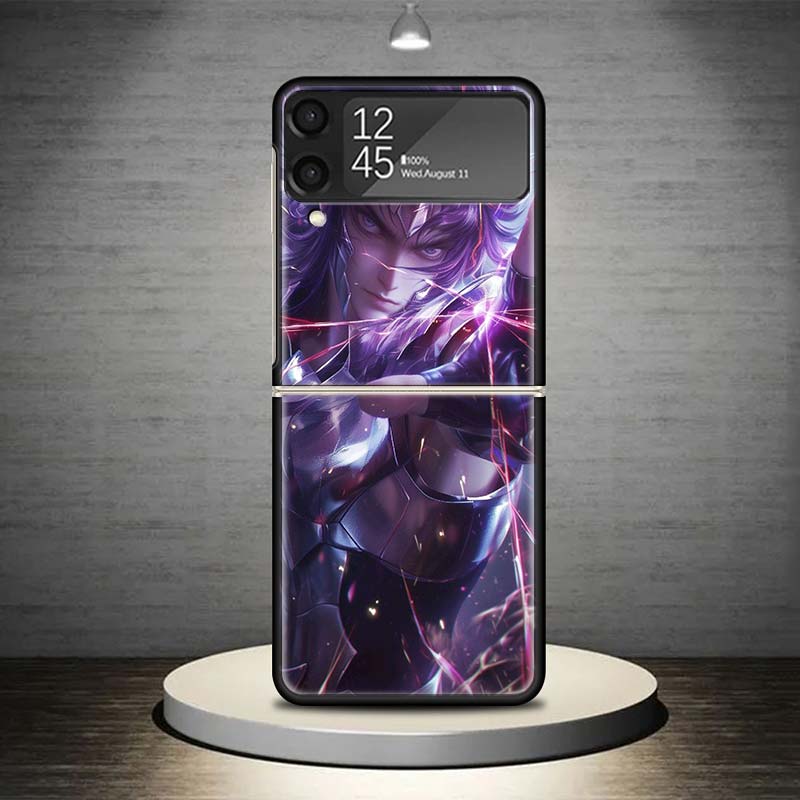 Saint Seiya Cool Phone Case For Samsung Galaxy Z Flip 7 6 5 4 3 5G Shockproof Cover Z Flip7 Flip6 ZFlip5 Flip3 Flip4 Luxury Shel