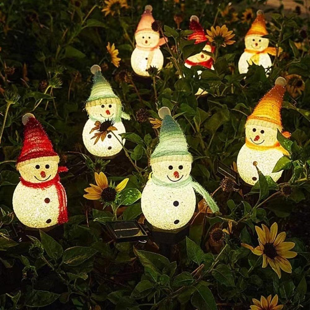 Waterproof Christmas Ground Lamp Solar Powered Solar Garden Light Snowman Landscape Lamp  Xmas
