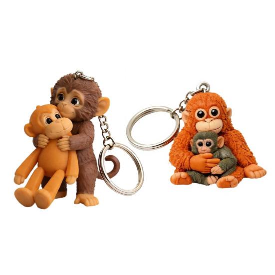 3D Monkey Keychain Cute Monkey Holding Plush Toy Keychain Decoration for Backpack Purse Bag Accessories