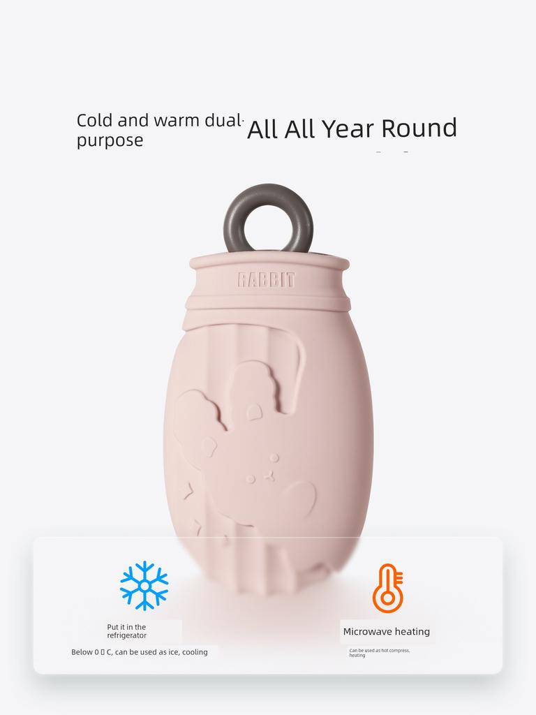 FaSoLa Small Hot Water Bag Baby Belly Water Injection Small Dysmenorrhea Hot Water Bag for Girls Silicone Mini Heattech
