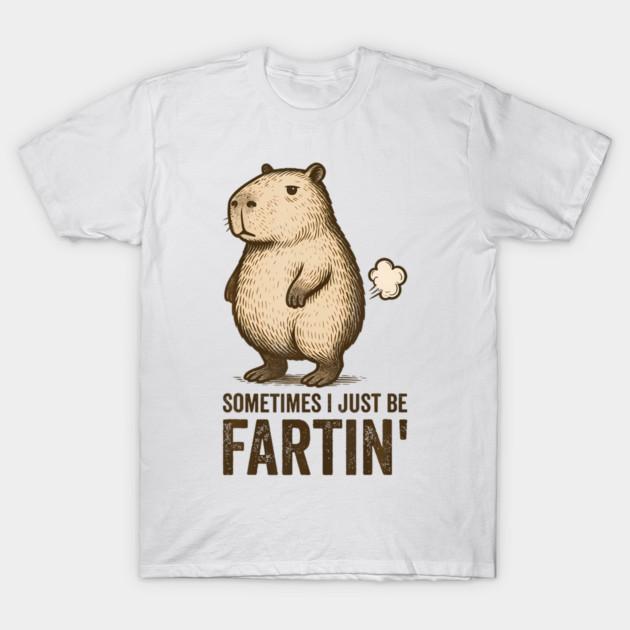 Asian Size Men Black Print T-shirt Sometimes I Just Be Farting Funny Fart No-Cut Print Cotton Tshirt S
