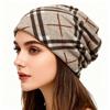Contrasting Colors Turban Hats Plaid Print Casual Hedging Cap Gifts Pullover Hat  Autumn and Winter