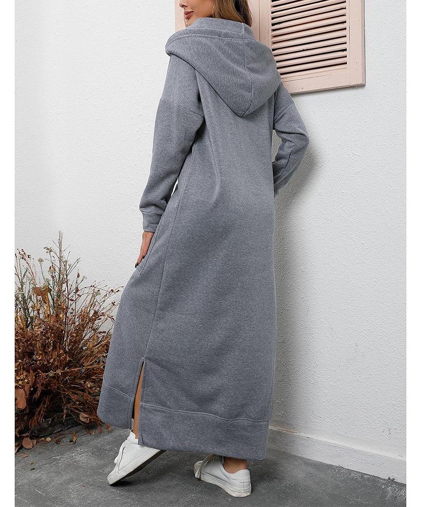New Plus Size Knitted Hooded Fleece Dress with Pockets - Autumn/Winter Casual Fashion