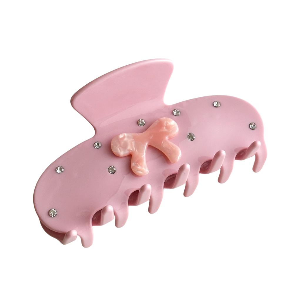 

Non-slip Rhinestone Crab Clip Elegant Acetic Acid Hair Clip Personality Bow Hair Claw Summer розовый