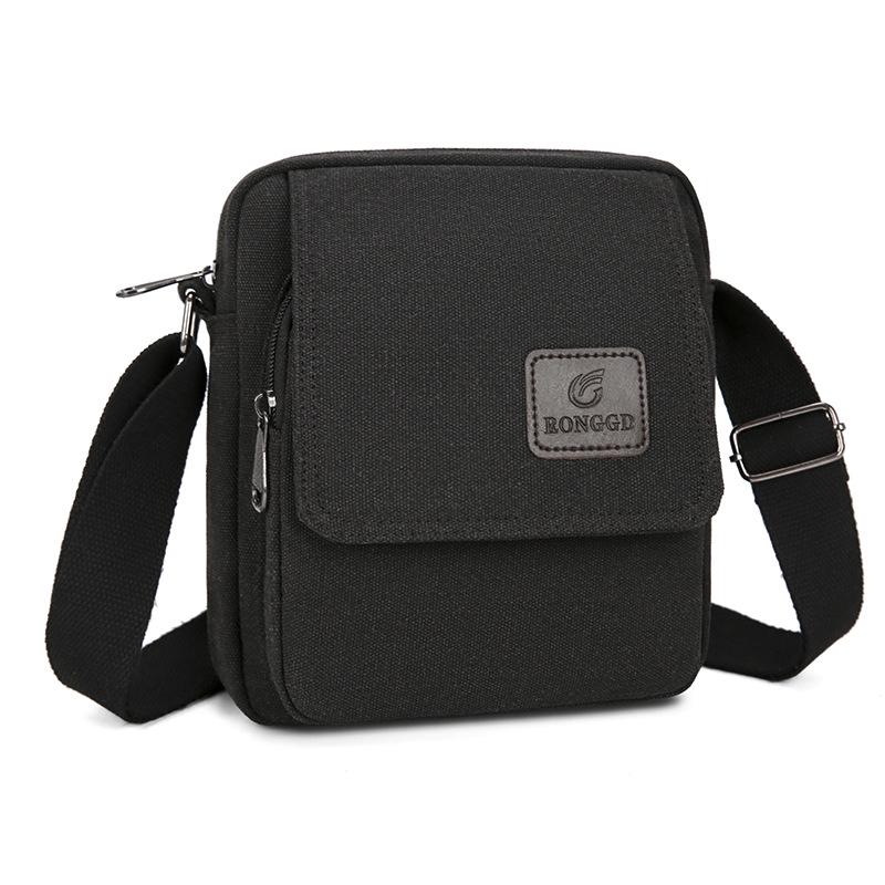 Men's Retro Canvas Crossbody Bag - Small Square Design for Business & Casual Commute