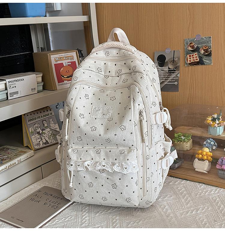 Schoolbag New Backpack Female Korean Version Ins Literary Small Fresh Wind Junior High School Student Backpack Large Capacity Casual Backpack