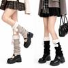 1pair Fuzzy Ball Knitted Leg Warmers Solid Color Winter Foot Cover Cute Mid-Calf Length Socks  Girl