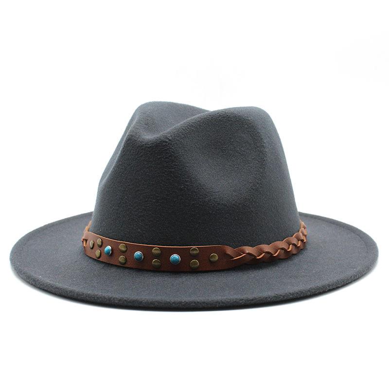 Felt Hat British Belt Vintage Versatile Top Hat Men'S And Women'S Jazz Hat Wool Hat