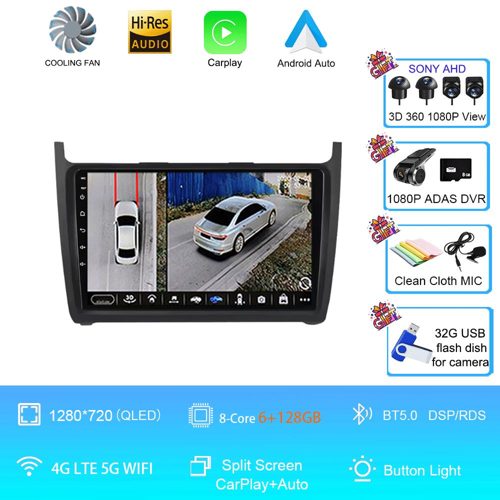 Car Radio 2Din Android 14 Stereo For Volkswagen VW Polo Sedan 2008 -2015 GPS Navigation Multimedia Mirror L-ink BT WIFI QLED DSP