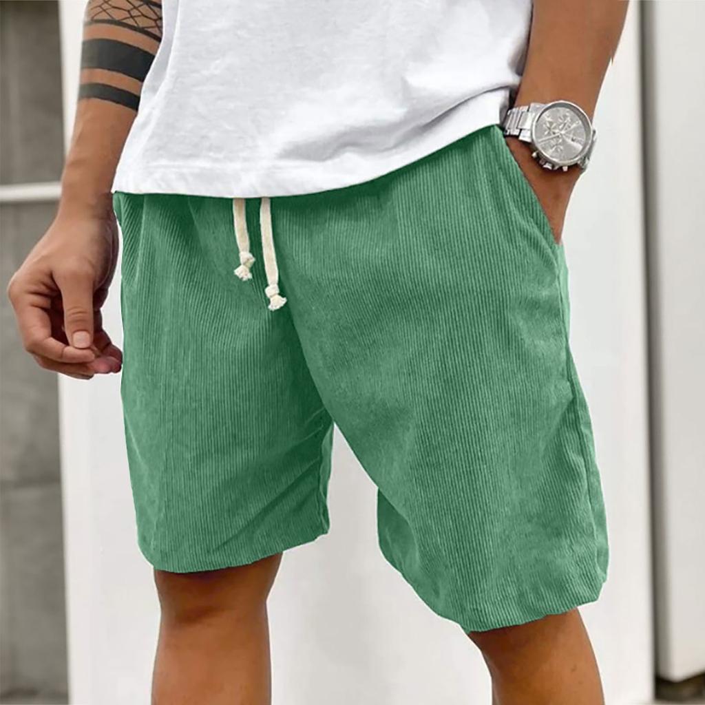 Herr Casual Shorts Corduroy Elastisk Midja Fitness Arbetsshorts Textur Sportbyxor