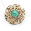 Used H064 Natural Stone Style Brooch Green Color Enamel Gold Color Design Costume Jewelry