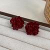 2024 Exquisite High-End Retro Silver Needle Red Heart Flower Earrings for Women