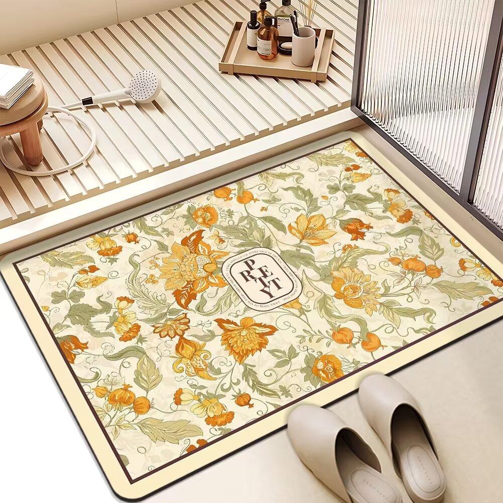American Flower Light Luxury Advanced Sense Bathroom Absorbent Mat Dirty Non-slip Mat Toilet Quick Dry Good Care Door Mat
