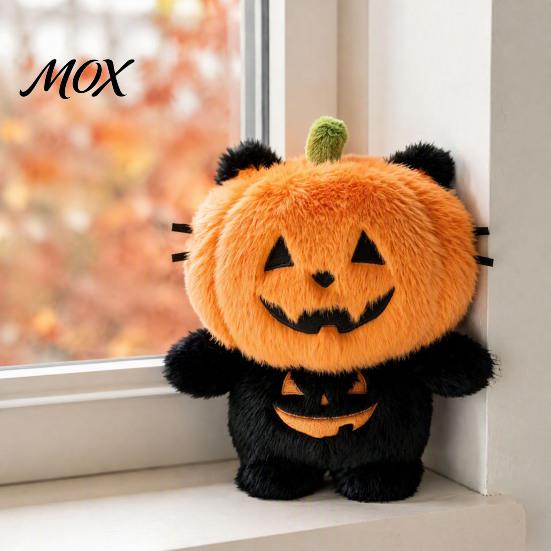Dekorative Wurfkissen für das Sofa Halloween Kürbis Plüschkissen mit Katzenohren & Krallen, Orange Flauschige Dekoration Weiches Kuscheltier Kissen, Herbst