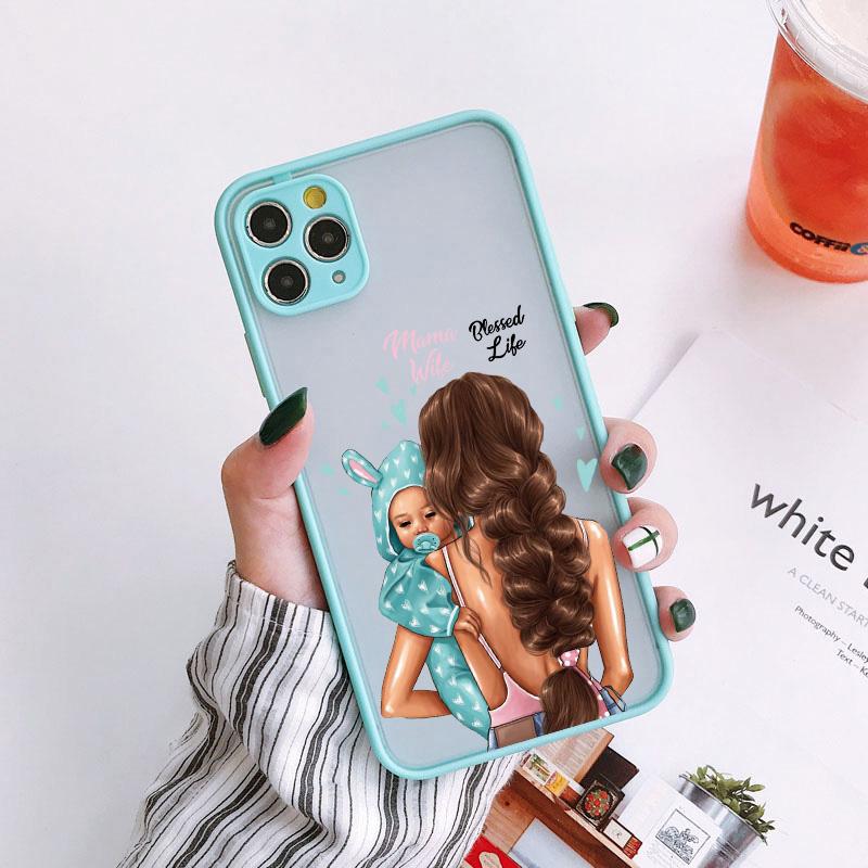 Super Mom Baby Girl Son Shockproof Phone Case For iPhone 13 12 14 15 11 Pro Max Mini 16 15 14 Plus 17 Pro Max Cartoon Back Cover