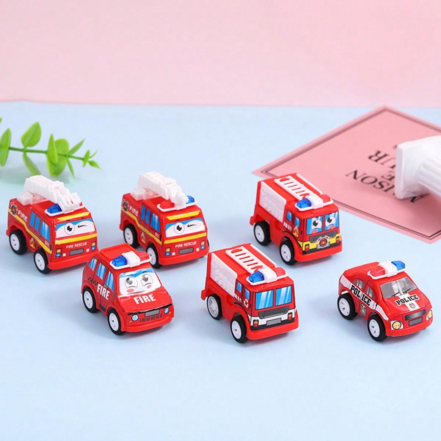 10pcs Cartoon Mini Pull Back Fire Truck Police Car Toys For Birthday Party Favors Bags Reward,Color Random,Police Car,Toys,Mini Toys,Tiny Toys