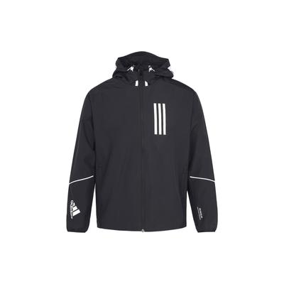 Logo Print Striped Hooded Long Sleeve Jacket Men Jacket Black GF4015