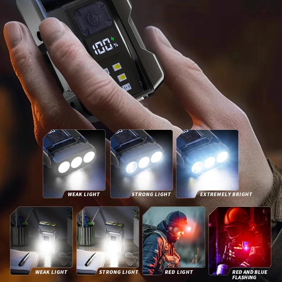 XIWANGFIRE Portable Mini Keychain Flashlight Led Bright EDC Torch Magnetic Clip Lamp Flash Light Outdoor Camping Fishing Tools