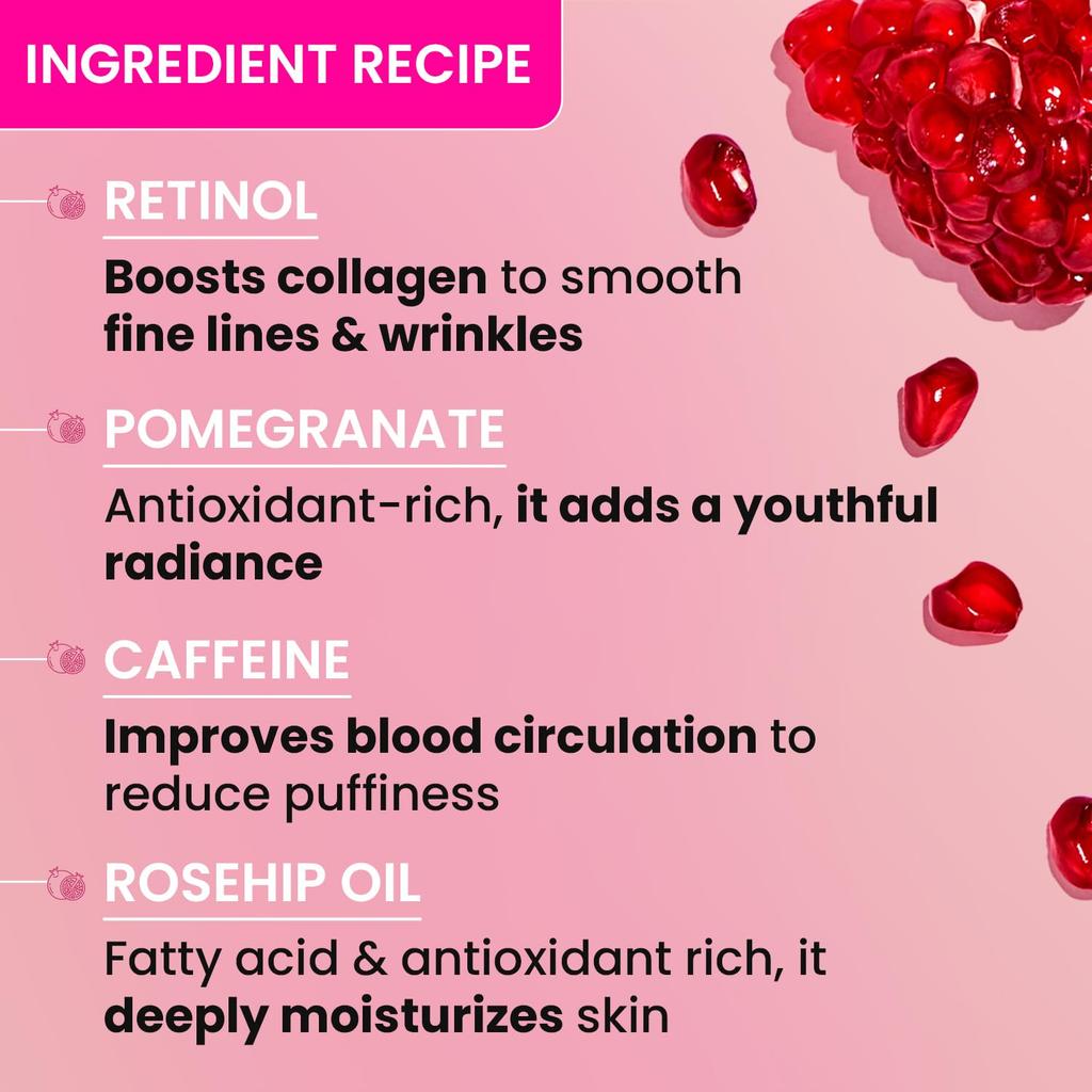 Dot & Key Pomegranate Retinol Caffeine Eye Cream For Fine Lines Dark Circles Hydration Firm Look 20 ml Under Eye Care