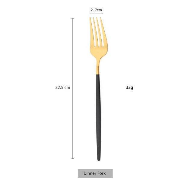 1 Pcs Matte Black Gold Dinnerware Stainless Steel Cutlery Home Dessert Fork Spoon Knife Dinner Silverware Flatware