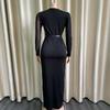 YYFS Women's Fashion Spring Fall Solid Color Print Long Sleeve O-Neck High Waist Casual Dresses