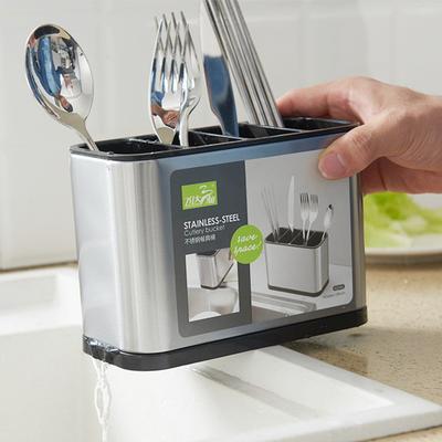 Stainless Steel Cutlery Holder Kitchen Cutlery Organizer Drainer Dish Drying Rack Convenient Knife Stand Drain Storage Holder