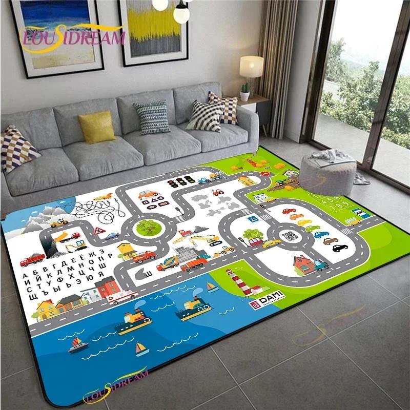Alfombra Road Traffic Rout Map Carpet Living Room Sofa Coffee Table Bedroom Rugs Kitchen Kid Play Anti-slip Floor Mat Home Decor