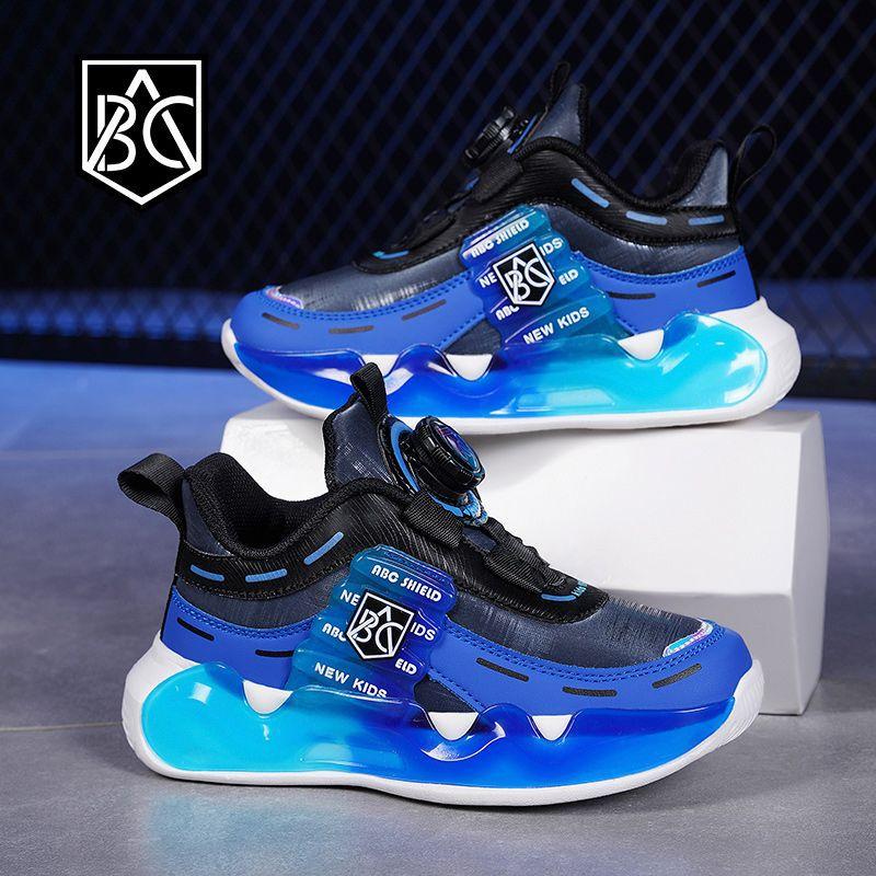 

Brand boys shoes 2025 autumn and winter new leather waterproof rotating button children s sports shoes medium and older children s net shoes 28