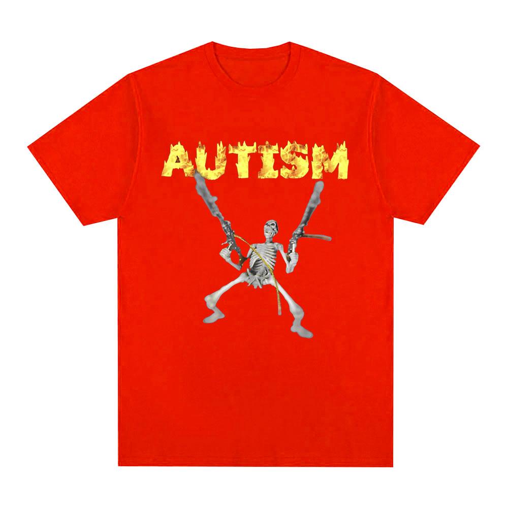 Funny Autism Skeleton Meme T Shirt Humor Skull Meme Women Fashion Hip Hop T-shirt Casual Cotton Short Sleeve Summer T-shirts