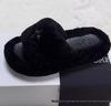2024 High-Version SMF-K Fur Slippers: Thick-Soled Leather & Velvet Cross Design in Black/Gray