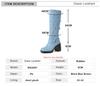 Fashion Ladies Motorcycle Booties Punk Style High Heel Shoes Autumn Winter Gothic Platforms Woman Buckle Square Toe Knee-High Boots