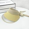 Sunscreen hat women's summer empty top hat straw braided splicing bow sunshade purple line travel no top sun hat