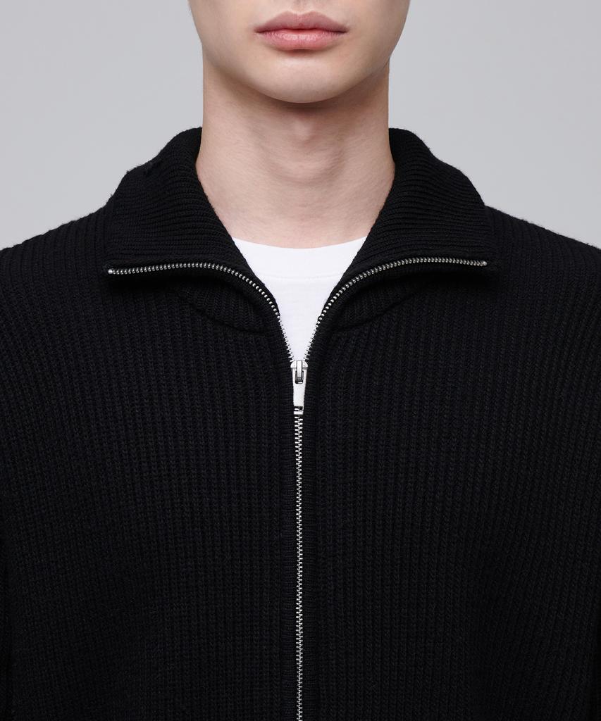Musinsa Standard Relaxed Ribbed Knit Zip-Up [Black]