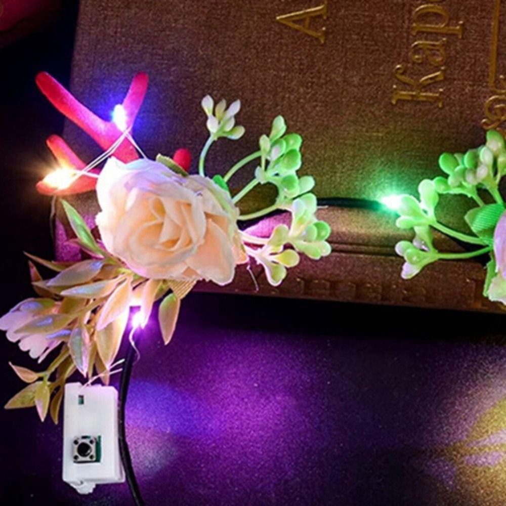 Plastic Flashing Headband LED Lights Luminous Deer Horn Hair Band LED Glow Headband Kids Gift
