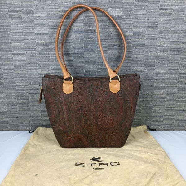 

ETRO Made in Italy Shoulder Handbag Brown Allover Pattern with Dust Bag(USED)