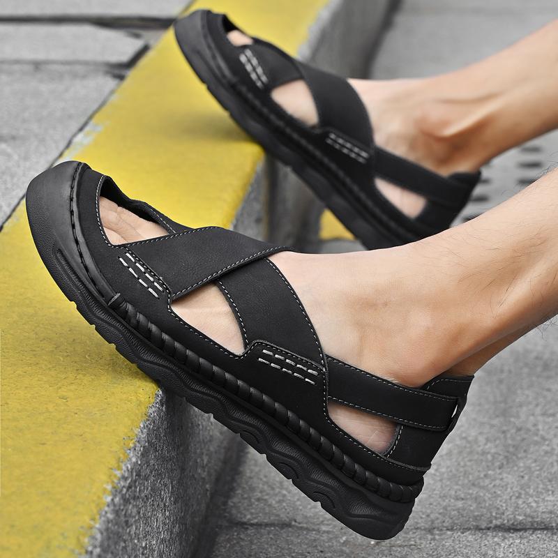 Summer Men Sandals Genuine Leather Mens Casual Shoes Outdoor Men Leather Sandals for Men Beach Shoes Roman mens Shoes